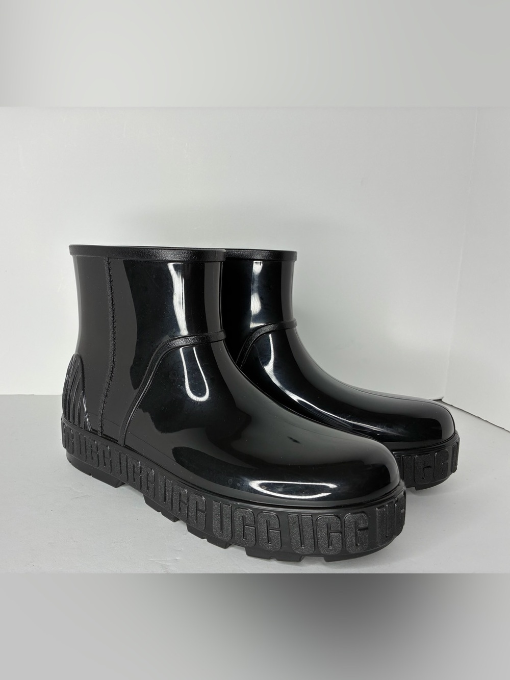 UGG Glossy Black Ankle Rain Boot - Picture 2 of 4